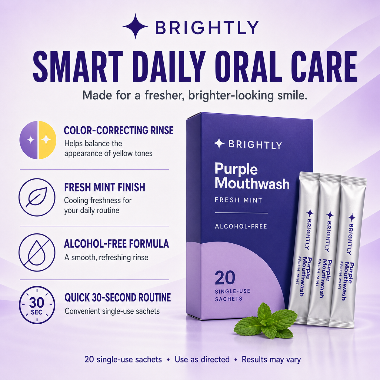 Brightly Purple Mouthwash Sachets