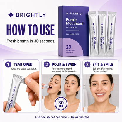 Brightly Purple Mouthwash Sachets